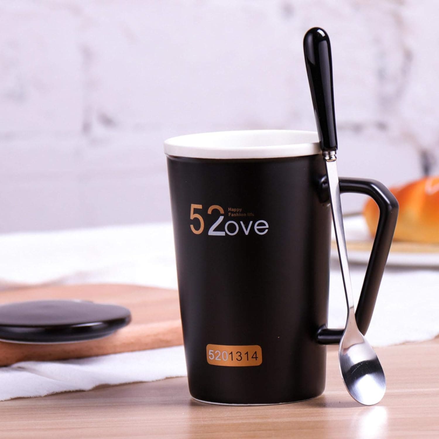 Lovely Couple Mug, Black White Stamping Mug with Lid Spoon, Couple Ceramic Mugs, Holiday Coffee Cup, Love Ceramic Water Mug, Creative Couple Mug with Lid with Spoon Lovely Couple Mug, Black White Stamping Mug with Lid Spoon, Couple Ceramic Mugs, Holiday Coffee Cup, Love Ceramic Water Mug, Creative Couple Mug with Lid with Spoon